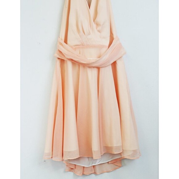 NBD Chiffon Halter Fit & Flare Mini Dress Pink S - Picture 4 of 7